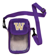 Storm Duds Clear Purple W Washington Huskies Mini Crossbody Waterproof Stadium Bag 7.5" x 4.5"