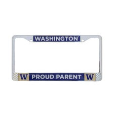 Strand Chrome Washington Huskies W Proud Parent Dome Sticker License Plate Frame