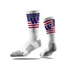 Strideline Unisex White W USA Classic Crew Socks ML
