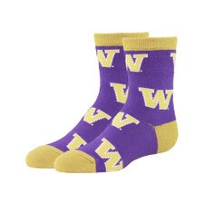 TCK Kids' Purple W All Over Crew Socks