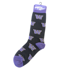 TCK Men's Black Washington Huskies Allover W Dress Socks