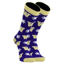 TCK Washington Huskies Purple Allover Snowflake Holiday Crew Socks