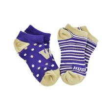 TCK Women's W Huskies Stripe and Dot Socks 2-Pack