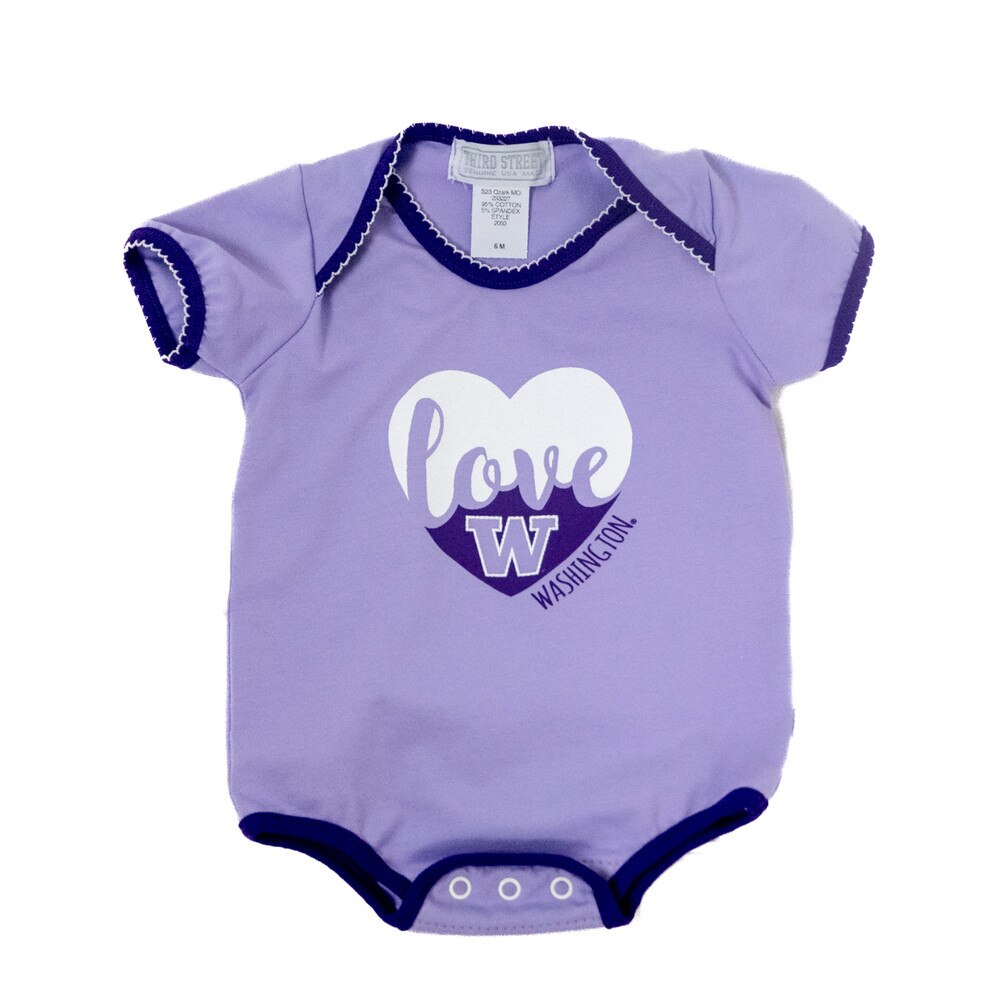 Third Street Baby Girls' Love W Washington Spandex Deco Trim Bodysuit