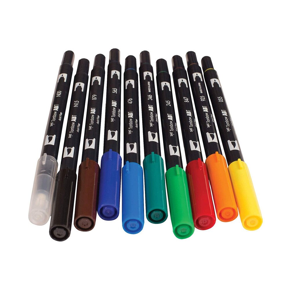 Tombow Primary Palette Dual Tip Brush Pen Set 10 Piece Fine tip gives consistent lines. tombow primary palette dual tip brush pen set 10 piece