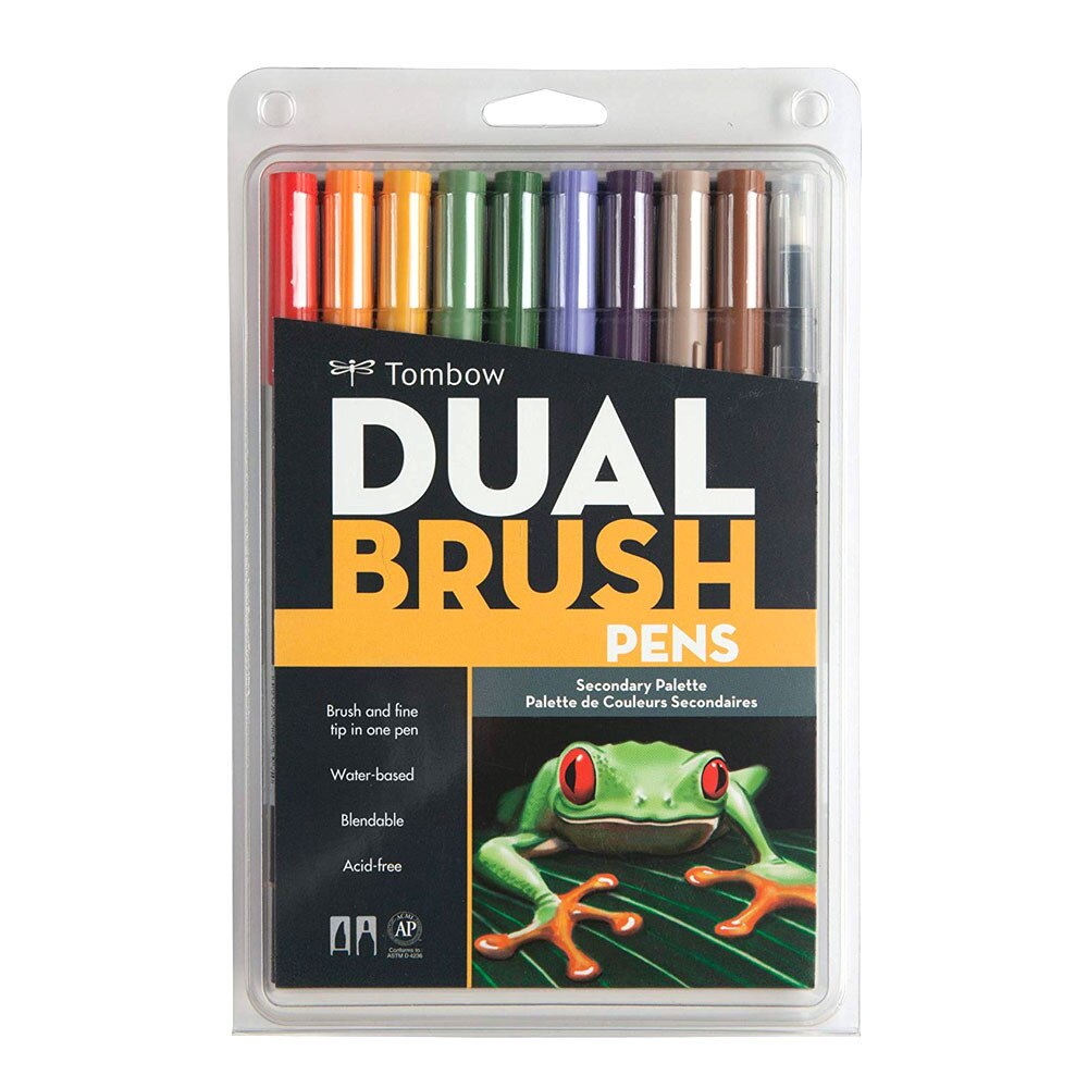 Tombow Secondary Palette Dual-Tip Brush Pen Set 10 piece