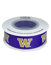 USA Bows Purple W Washington Huskies Grosgrain Ribbon Spool 10yd