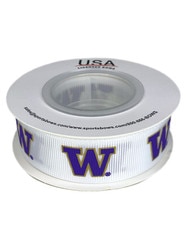 USA Bows White W Washington Huskies Grosgrain Ribbon Spool 10yd