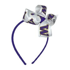 USA Bows White W Washington Huskies Wrapped Headband w/ Junior Bow