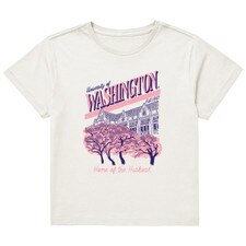 Uscape Women's University of Washington Cherry Blossom Quad High Waisted Tee