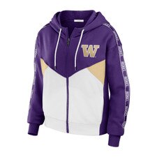 WEAR by Erin Andrews Women's Washington Huskies Color Block Full Zip Hoodie