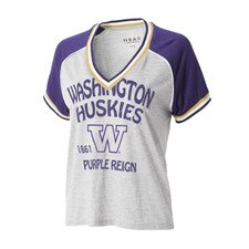 WEAR by Erin Andrews Women's Washington Huskies Raglan V-neck Tee