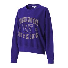 WEAR by Erin Andrews Women's Washington W Huskies Vintage Rib Knit Crewneck