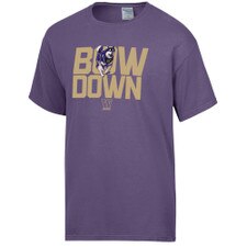 Washington Huskies Dubs Collection Comfort Wash Unisex Bow Down W Tee