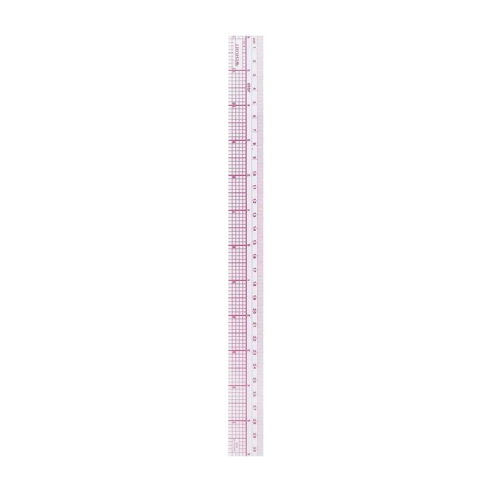 Westcott 12" 30cm 10th Inch Plastic Metric Beveled Ruler