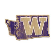 Wincraft Purple Gold W Washington Huskies State Outline Wood Sign