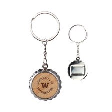 Wood U of W Bottle Cap Bottle Opener Key Chain
