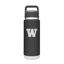 YETI Black W UW University of Washington Huskies Rambler Tumbler with Chug Cap 26oz