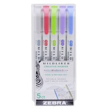 Zebra Highlighter Mildliner Brush, 5 Friendly Color Set (WFT8-N-5C)