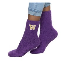 Zoozatz Purple Fuzzy Crew Slipper Socks