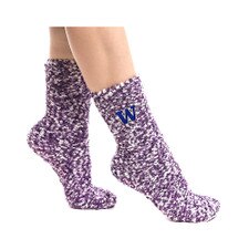 Zoozatz Purple W Marled Fuzzy Slipper Sock