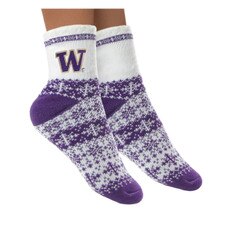 Zoozatz Purple White Fuzzy Crew Holiday Socks
