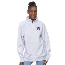Zoozatz Unisex University of Washington Huskies Embroidered W Fleece Quarter-zip