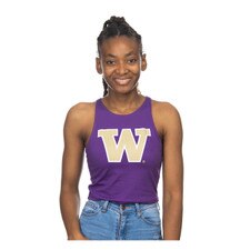 Zoozatz Women's Purple W First Down Crop Tank