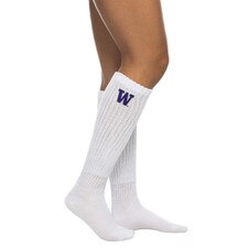 Zoozatz Women's Washington Huskies White Embroidered W Slouchy Socks