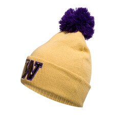 adidas Gold Washington Huskies Metallic W Strategy Pom Beanie