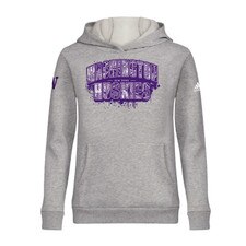 adidas Kids' Gray Washington Huskies Bow Down Sticker Frenzy Fleece Hood
