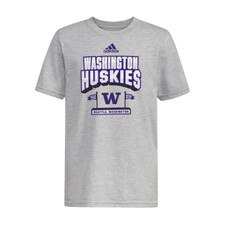 adidas Kids' Gray Washington Huskies W Flags Fresh Tee