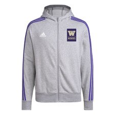 adidas Men's W Huskies Stitched Up 3 Stripe Full Zip Hoodie