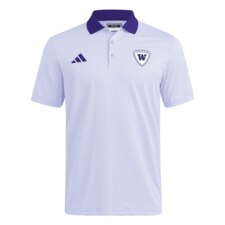 adidas Men's Washington Huskies Badge Ultimate365 Striped Polo