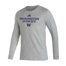 adidas Men's Washington Huskies Wordmark Fresh Long Sleeved Tee