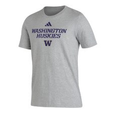 adidas Mens Washington Huskies Wordmark Short Sleeve Pregame Tee