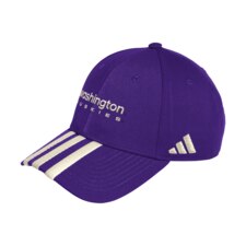 adidas Purple 3 Stripe Washington Huskies SS25 Structured Adjustable Hat