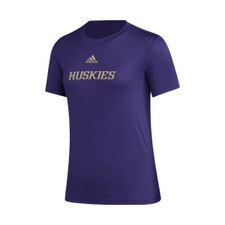 adidas Womens UW Huskies Short Sleeve Pregame Tee